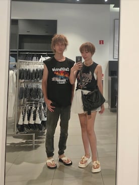 「H&M（エイチ・アンド・エム）のアイテム（パンツ）」を使った、インスタ→bz178koshu48さん（レディース・160cm）の夏コーディネート