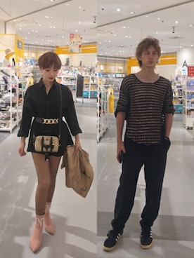 「TEMUのアイテム（ニット/セーター、ブラック系）」を使った、インスタ→bz178koshu48さん（レディース・160cm）の春コーディネート