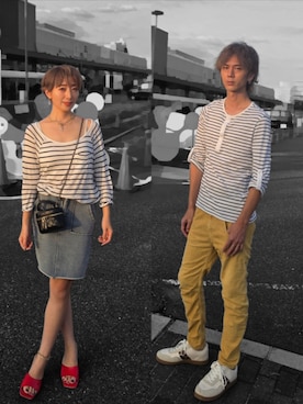 「TEMU のアイテム（サンダル、レッド系）」を使った、インスタ→bz178koshu48さん（レディース・160cm）の秋コーディネート