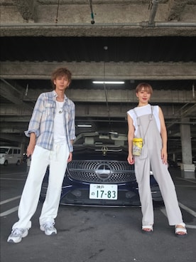 「Ungrid（アングリッド）のアイテム（トップス、ブルー系）」を使った、インスタ→bz178koshu48さん（レディース・160cm）の夏コーディネート