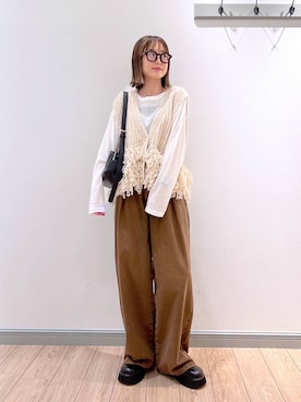 「アイテム（メガネ、その他）」を使った、y_nさん（レディース・163cm）の秋コーディネート