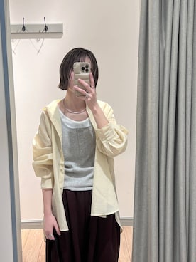 「LOWRYS FARM（ローリーズファーム）のステンレスフープチョーカー 127295（チョーカー、シルバー系）」を使った、y_nさん（レディース・163cm）の春コーディネート