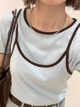 「LOWRYS FARM（ローリーズファーム）のステンレスフープチョーカー 127295（チョーカー、シルバー系）」を使った、y_nさん（レディース・163cm）の春コーディネート