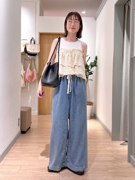 「アイテム（キャミソール）」を使った、y_nさん（レディース・163cm）の夏コーディネート
