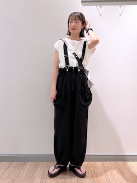 「若見え」｜「アイテム（サロペット/オーバーオール）」を使った、y_nさん（レディース・163cm）の夏コーディネート