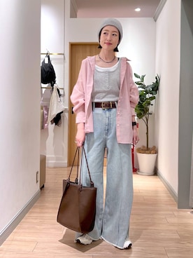 「LOWRYS FARM（ローリーズファーム）のステンレスフープチョーカー 127295（チョーカー、シルバー系）」を使った、y_nさん（レディース・163cm）の春コーディネート