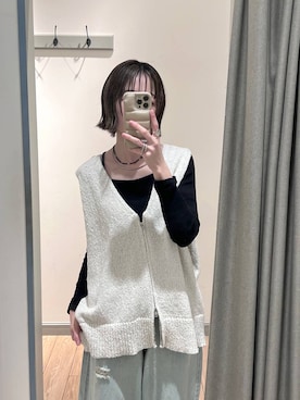 「LOWRYS FARM（ローリーズファーム）のステンレスフープチョーカー 127295（チョーカー、シルバー系）」を使った、y_nさん（レディース・163cm）の春コーディネート