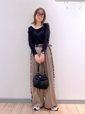 サイドフリルワイドパンツ 152669を使った人気ファッション