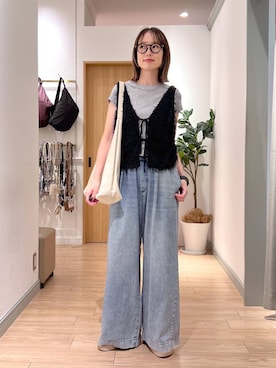 「LOWRYS FARM（ローリーズファーム）のヤワラカルイ２ＷＡＹショルダーＢＡＧ 115210（ショルダーバッグ、ホワイト系）」を使った、y_nさん（レディース・163cm）の夏コーディネート