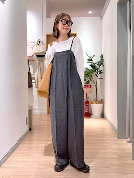 「アイテム（サロペット/オーバーオール、グレー系）」を使った、y_nさん（レディース・163cm）の秋コーディネート