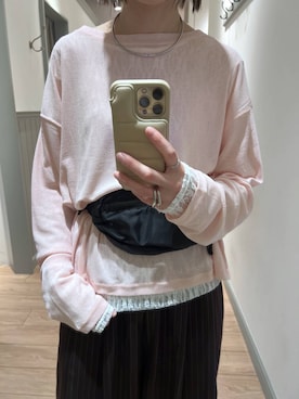 「LOWRYS FARM（ローリーズファーム）のステンレスフープチョーカー 127295（チョーカー、シルバー系）」を使った、y_nさん（レディース・163cm）の春コーディネート