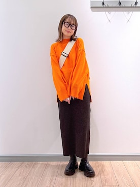 「LOWRYS FARM（ローリーズファーム）のカラークルーニットプルオーバーＬＳ 116687（ニット/セーター）」を使った、y_nさん（レディース・163cm）の秋コーディネート