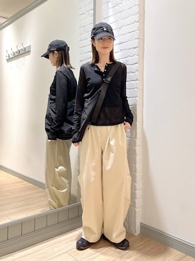 「LOWRYS FARM（ローリーズファーム）の【大容量・A4サイズ収納可】マルチポケットショルダーＢＡＧ 1000269（ショルダーバッグ、ブラック系）」を使った、y_nさん（レディース・163cm）の秋コーディネート