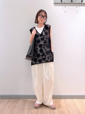 「アイテム（チョーカー）」を使った、y_nさん（レディース・163cm）の夏コーディネート
