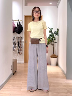 「LOWRYS FARM（ローリーズファーム）の２ＰタンクレイヤードＳＳ 1048915（Tシャツ/カットソー、イエロー系）」を使った、y_nさん（レディース・163cm）の夏コーディネート