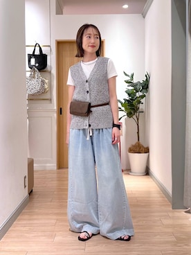 「LOWRYS FARM（ローリーズファーム）のイージーバギーデニム　601067（デニムパンツ、ブルー系）」を使った、y_nさん（レディース・163cm）の夏コーディネート
