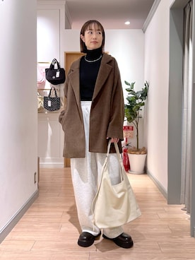 「アイテム（その他アウター、ブラウン系）」を使った、y_nさん（レディース・163cm）の冬コーディネート