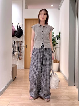 「LOWRYS FARM（ローリーズファーム）のメランジポロフレンチスリーブ　1045953（ベスト、グレー系）」を使った、y_nさん（レディース・163cm）の夏コーディネート