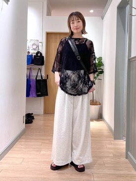 「若見え」｜「アイテム（スウェットパンツ）」を使った、y_nさん（レディース・163cm）の夏コーディネート