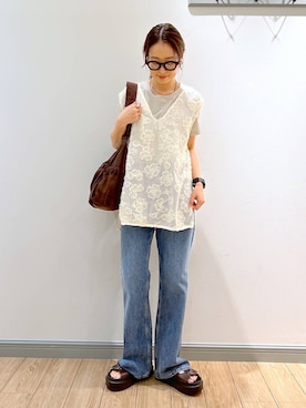 「アイテム（ベスト）」を使った、y_nさん（レディース・163cm）の夏コーディネート