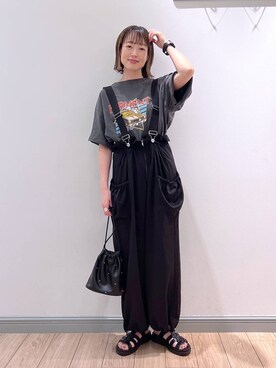 「若見え」｜「アイテム（サロペット/オーバーオール）」を使った、y_nさん（レディース・163cm）の夏コーディネート