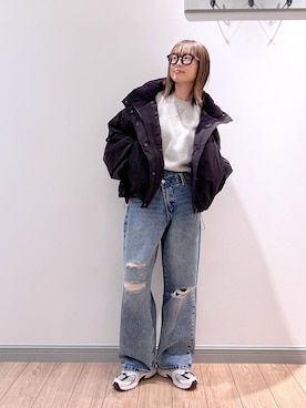 「アイテム（その他アウター、ブラック系）」を使った、y_nさん（レディース・163cm）の秋コーディネート