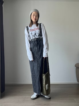 「アイテム（ジャンパースカート）」を使った、y_nさん（レディース・163cm）の冬コーディネート