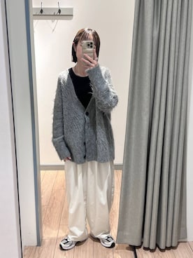 「LOWRYS FARM（ローリーズファーム）のシャギーロングＶカーディガン　595935（カーディガン/ボレロ）」を使った、y_nさん（レディース・163cm）の秋コーディネート