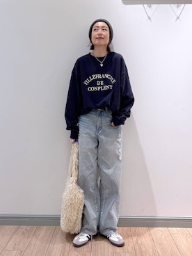 「アイテム（ニットキャップ/ビーニー、グレー系）」を使った、y_nさん（レディース・163cm）の冬コーディネート