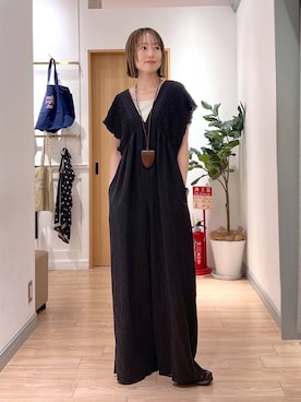 「LOWRYS FARM（ローリーズファーム）のスタイルＵＰクロスカップキャミ　100757（Tシャツ/カットソー、ホワイト系）」を使った、y_nさん（レディース・163cm）の春コーディネート