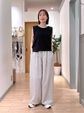「LOWRYS FARM（ローリーズファーム）のハイショクタンク　 574839（タンクトップ、ブラック系）」を使った、y_nさん（レディース・163cm）の春コーディネート