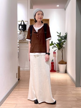 「LOWRYS FARM（ローリーズファーム）のステンレスフープチョーカー 127295（チョーカー、シルバー系）」を使った、y_nさん（レディース・163cm）の春コーディネート