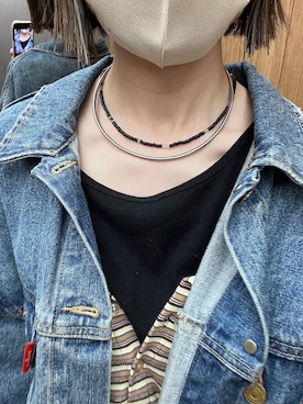 「LOWRYS FARM（ローリーズファーム）のステンレスフープチョーカー 127295（チョーカー、シルバー系）」を使った、y_nさん（レディース・163cm）の春コーディネート