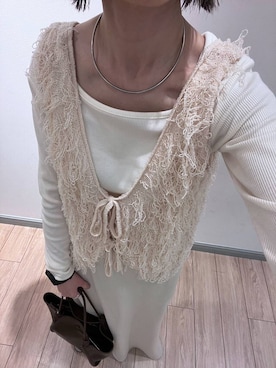 「LOWRYS FARM（ローリーズファーム）のステンレスフープチョーカー 127295（チョーカー、シルバー系）」を使った、y_nさん（レディース・163cm）の春コーディネート