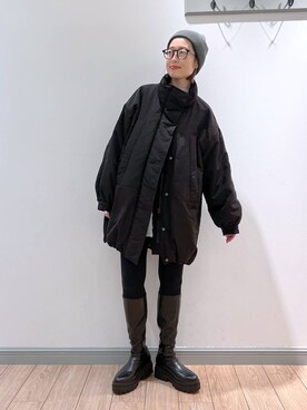 「若見え」｜「アイテム（ダウンジャケット/コート）」を使った、y_nさん（レディース・163cm）の冬コーディネート