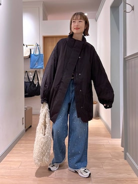 「若見え」｜「アイテム（ダウンジャケット/コート）」を使った、y_nさん（レディース・163cm）の冬コーディネート