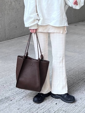 「LOWRYS FARM（ローリーズファーム）の３ＳＥＴトートＢＡＧ　642760（トートバッグ、ブラウン系）」を使った、y_nさん（レディース・163cm）の春コーディネート