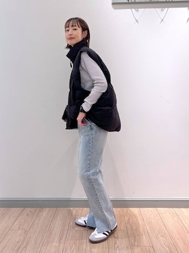 「アイテム（ダウンベスト）」を使った、y_nさん（レディース・163cm）の秋コーディネート