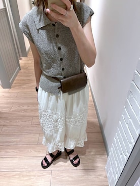 「LOWRYS FARM（ローリーズファーム）のＩＮＤＩＡレースブルマ 669780（その他パンツ、ホワイト系）」を使った、y_nさん（レディース・163cm）の夏コーディネート