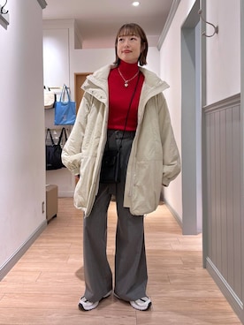 「若見え」｜「アイテム（ダウンジャケット/コート）」を使った、y_nさん（レディース・163cm）の冬コーディネート
