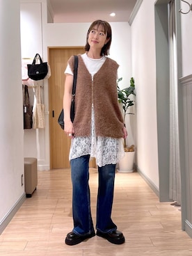 「アイテム（ベスト）」を使った、y_nさん（レディース・163cm）の秋コーディネート