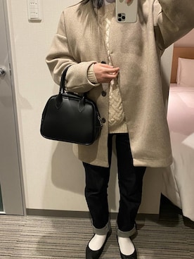 「select MOCA（セレクトモカ）のアイテム（ノーカラーコート）」を使った、mizukiさん（レディース・158cm）の冬コーディネート