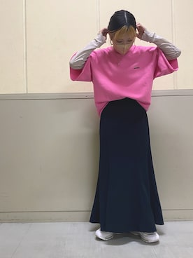 「KBF（ケイビーエフ）のマーメイドラインスカート（スカート、ブルー系）」を使った、ぶくろさん（レディース・150cm）の春コーディネート