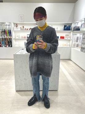 「KBF（ケイビーエフ）のグラデーションワイドニット（ニット/セーター、ブラック系）」を使った、ぶくろさん（レディース・150cm）の冬コーディネート