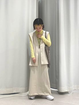 「RODE SKO（ロデスコ）のロゴトートバッグ（トートバッグ、その他）」を使った、ぶくろさん（レディース・150cm）の春コーディネート