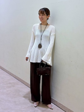 「アイテム（キーホルダー、グリーン系）」を使った、あめさん（レディース・168cm）の秋コーディネート
