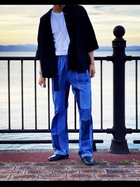 「UNIQLO（ユニクロ）のアイテム（シャツ/ブラウス、ブラック系）」を使った、hayate178wearさん（メンズ・177cm）の夏コーディネート