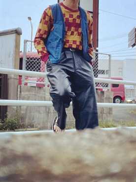 「LEVI'S VINTAGE CLOTHING（リーバイスビンテージクロージング）のアイテム（Tシャツ/カットソー、オレンジ系）」を使った、hayate178wearさん（メンズ・177cm）の秋コーディネート