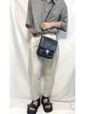 「DEVICE（デバイス）の【WEARISTA こーせ ×DEVICE コラボ】Rename フロントバックル ショルダーバッグ（ショルダーバッグ）」を使った、🐾໊🅣🐾໊さん（メンズ・174cm）の夏コーディネート