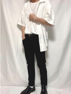 「韓国スタイル」｜「アイテム（チノパンツ）」を使った、🐾໊🅣🐾໊さん（メンズ・174cm）の夏コーディネート